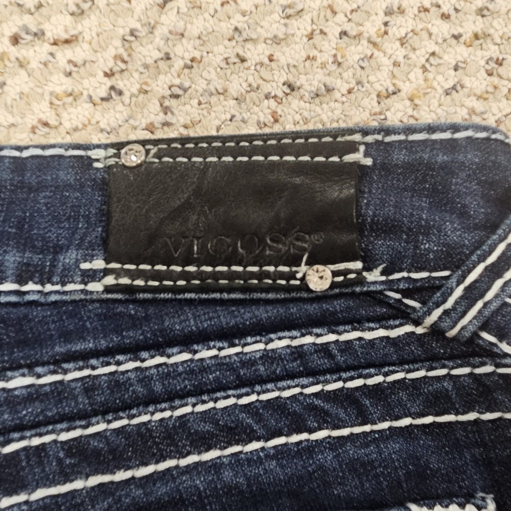 Vigoss The Chelsea Slim Boot Jeans Women's Size 5/6 Dark Blue Embroidered Denim - Picture 11 of 11